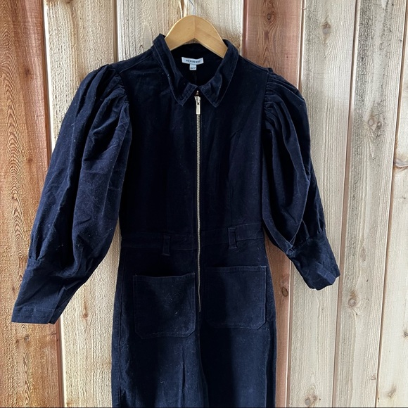 WeWoreWhat Corduroy Puff Sleeve Flare Jumpsuit, XS - Picture 6 of 11